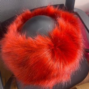 Red Women fur headband